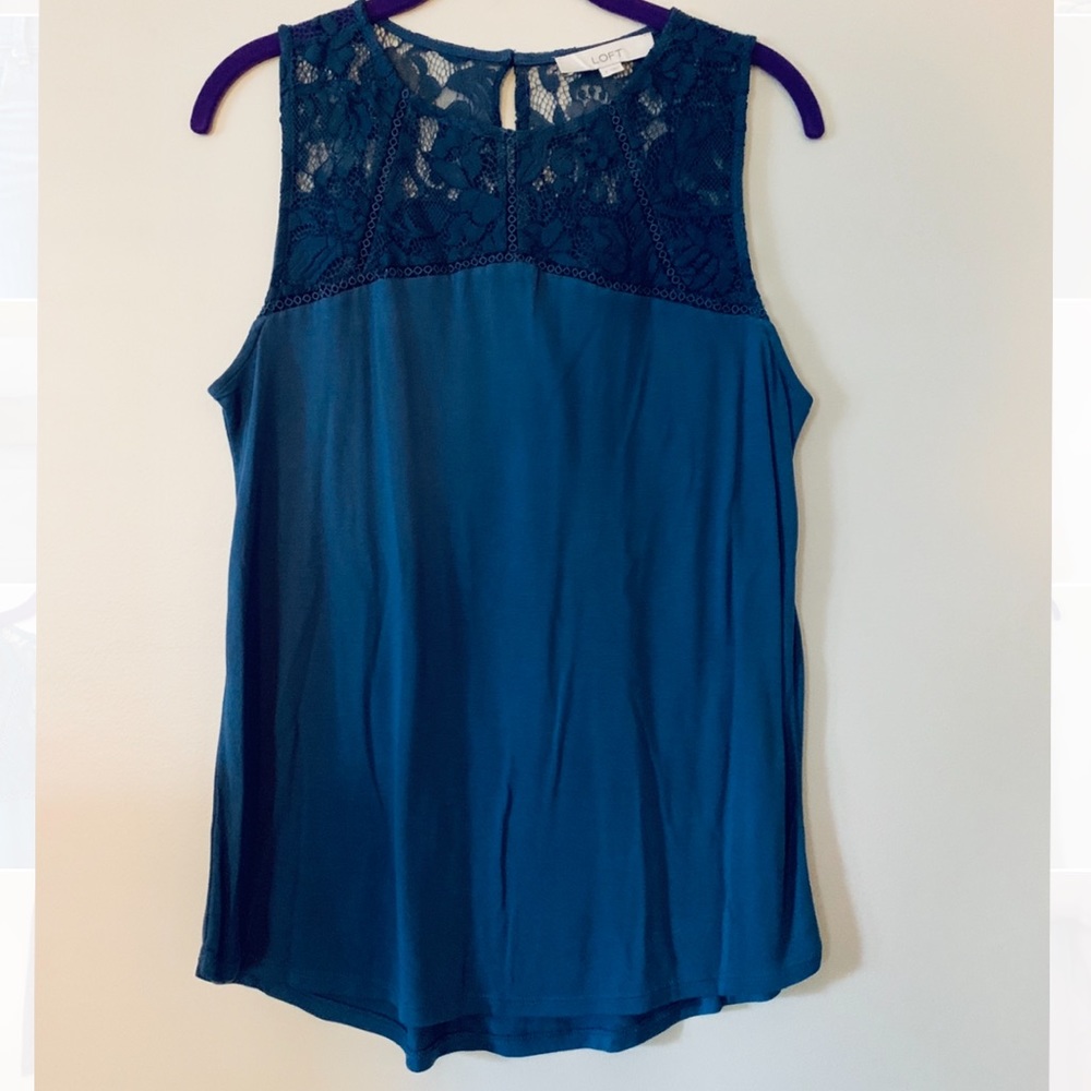 LOFT Sleeveless Lace Yoke Top